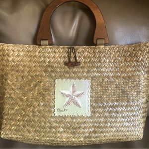 Sun n Sand Paul Brent Beaded Starfish design woven straw lined bag